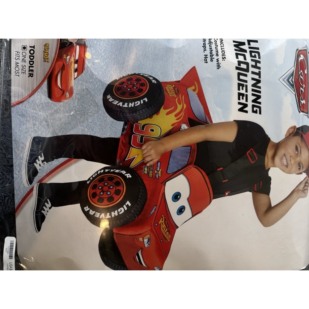 Disney Pixar Cars Lightning McQueen Ride-On Costume w/ Hat Kids Halloween - Picture 4 of 8